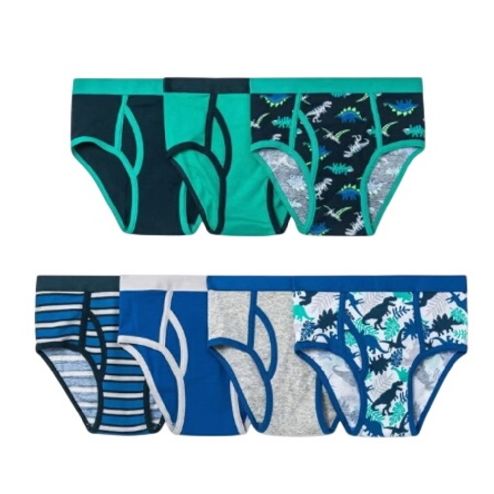 Cat & Jack Boys 7pk Dinosaur Briefs XL 14 Blue Green Grey Cotton Knit Underwear